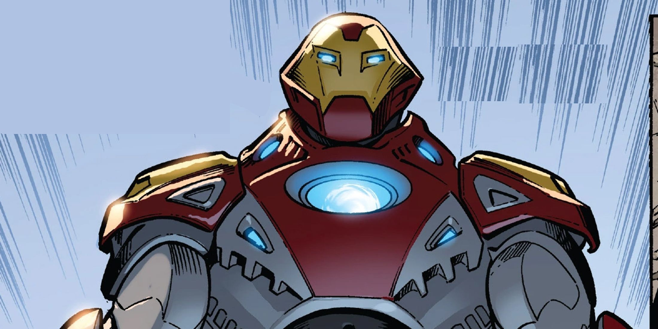 An image of Iron Man in his Ultimate armor from the Marvel comics.