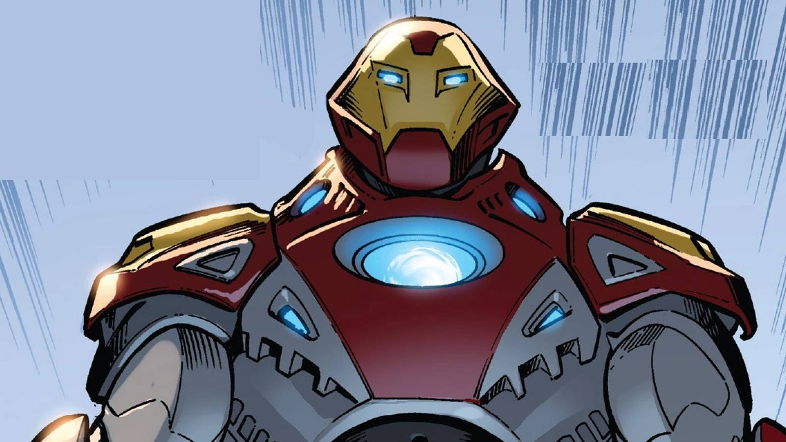 An image of Iron Man in his Ultimate armor from the Marvel comics.