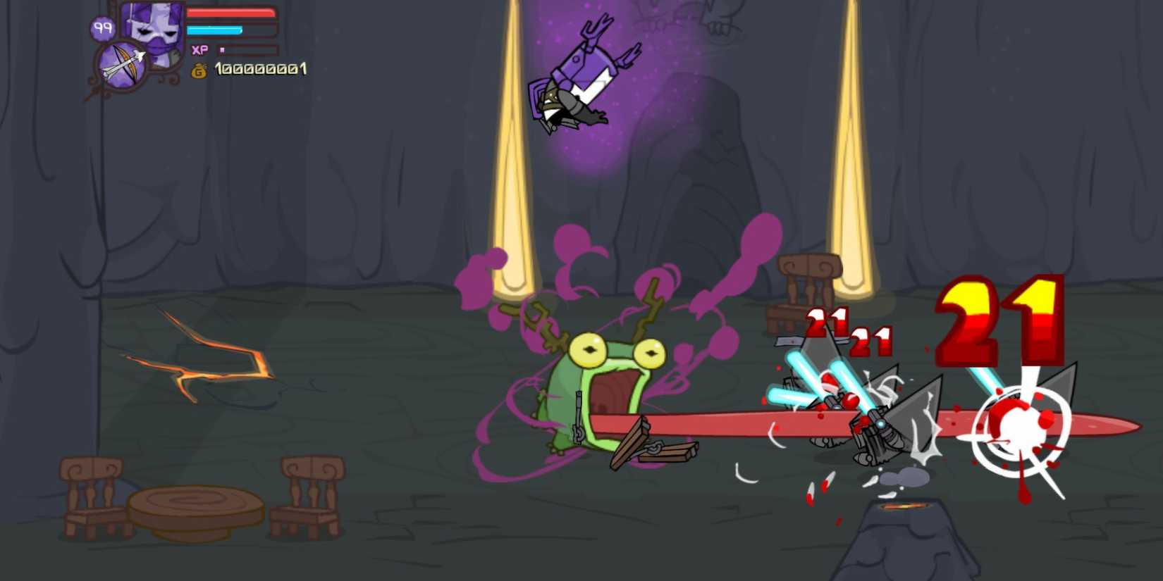 The Blacksmith using his frog to attack enemies