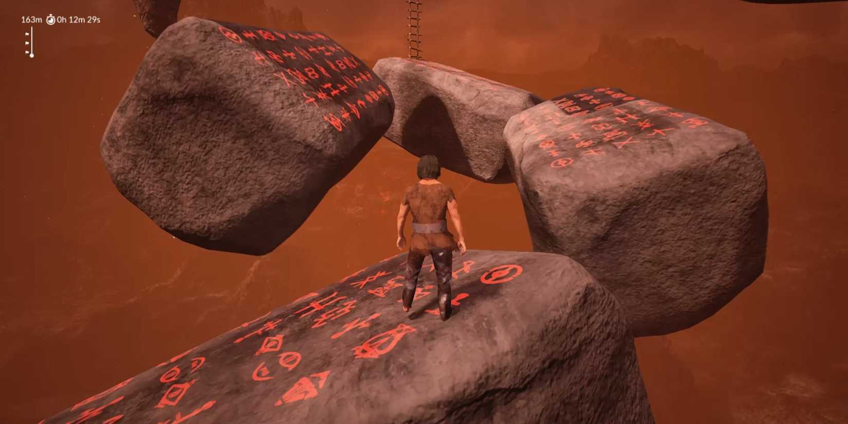 Image of a character getting ready to jump in Chained Together