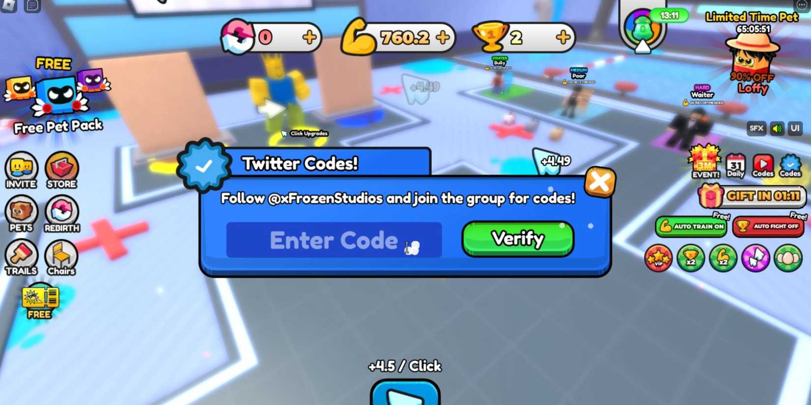 Chair Battle Simulator: the codes tab