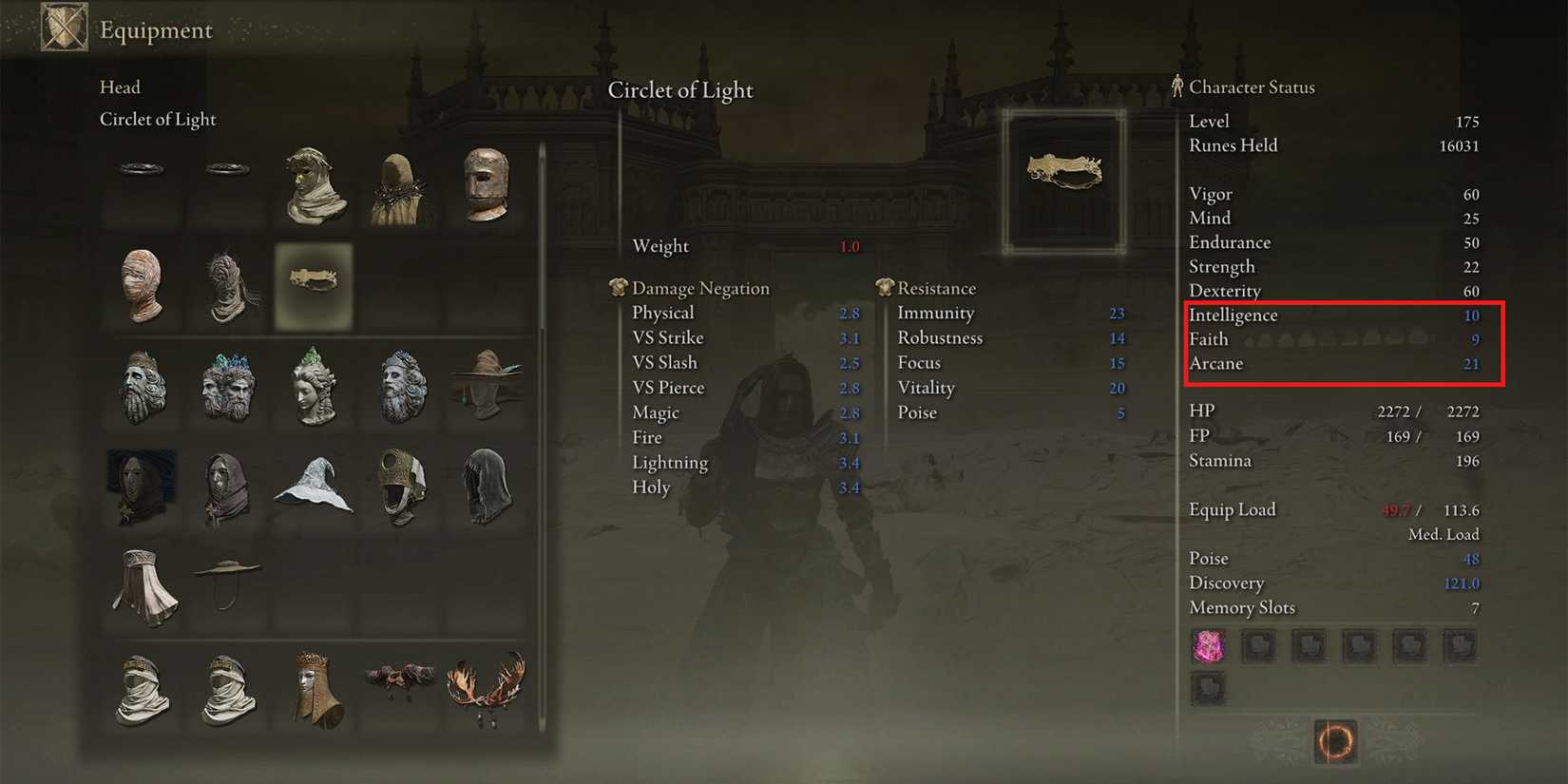 circlet of light effects in elden ring shadow of the erdtree