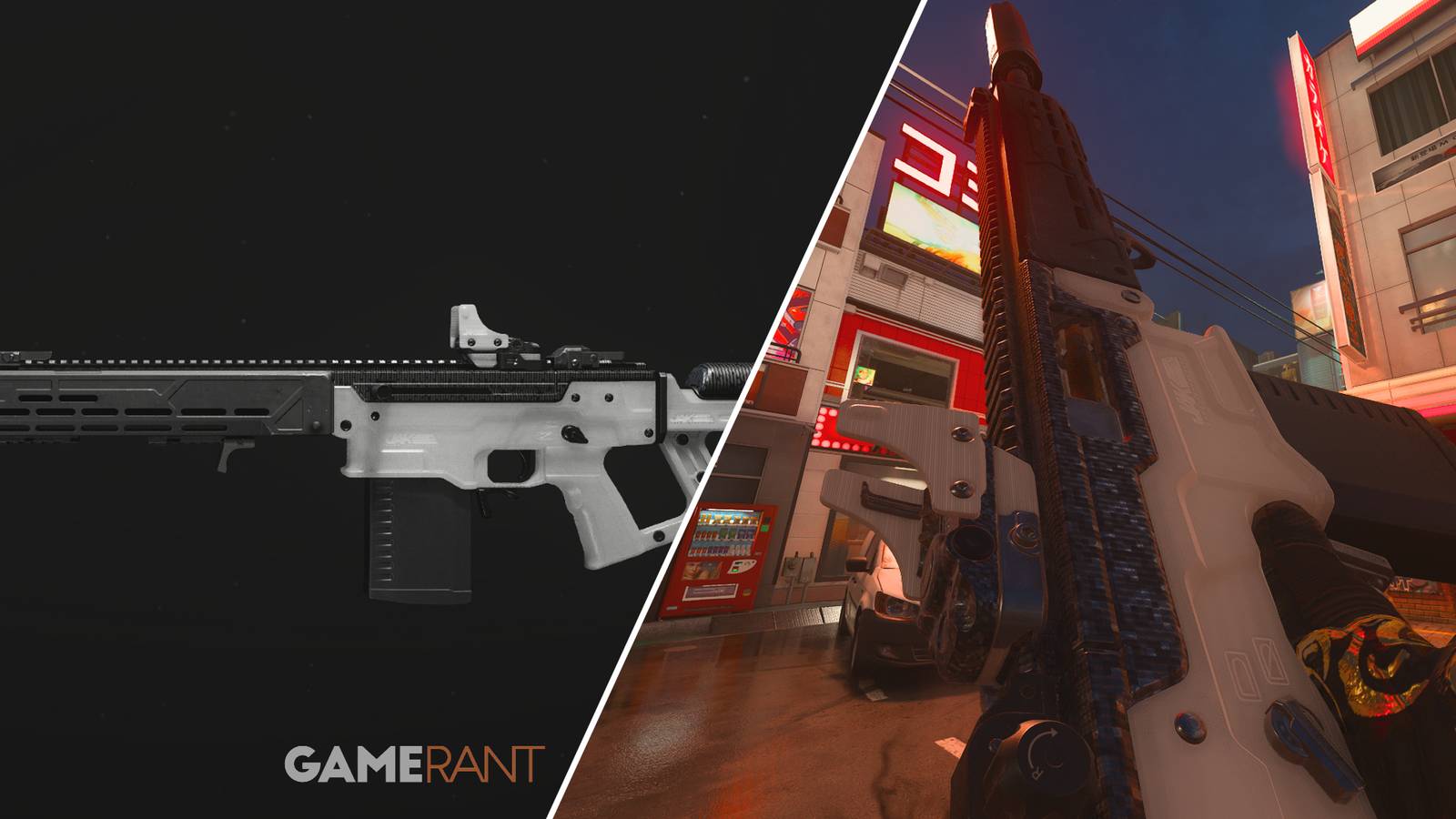 Split-image showcasing the JAK Volkh KVD Enforcer Loadout in Modern Warfare 3 and Warzone