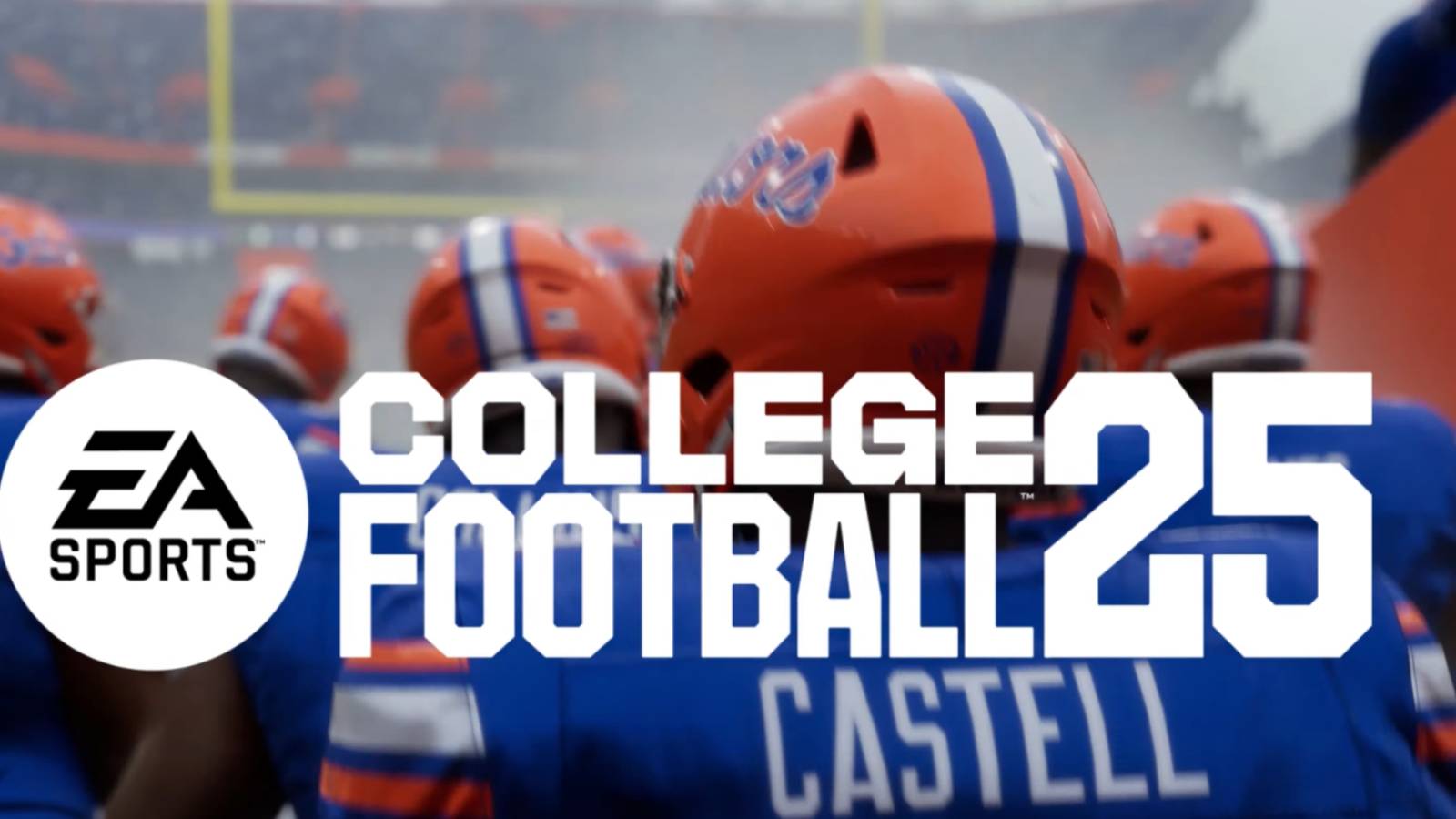 College Football 25 Logo over a crowd of players