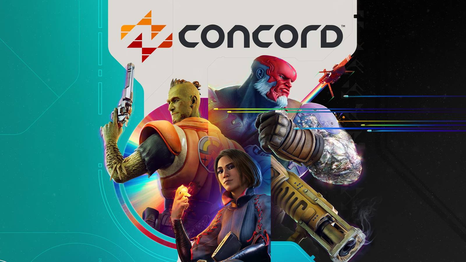 The title image for Concord, featuring three of its characters