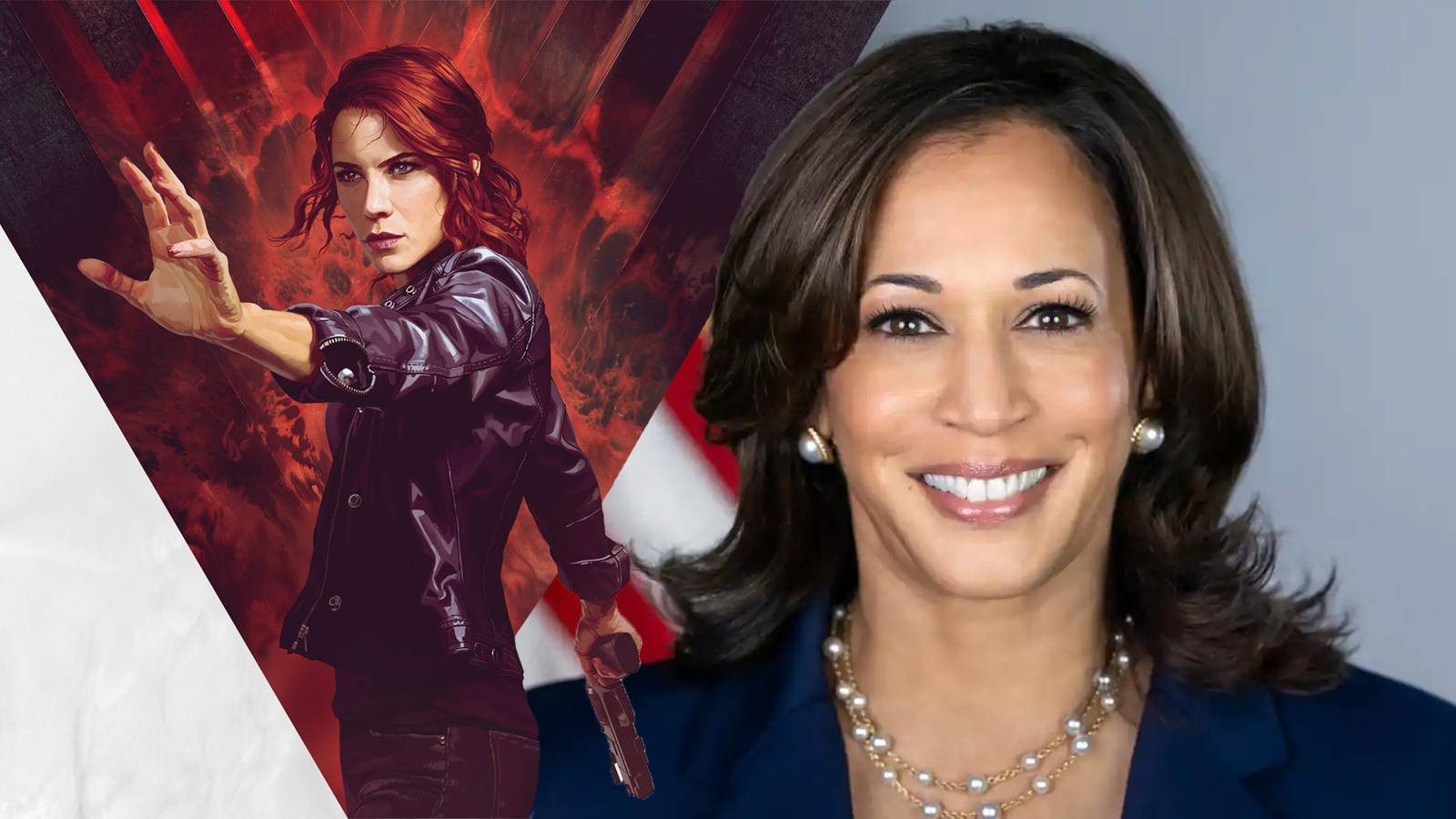 Control cover and Kamala Harris White House VP portrait composite