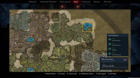 image of the Cursed Forest on the map in V Rising