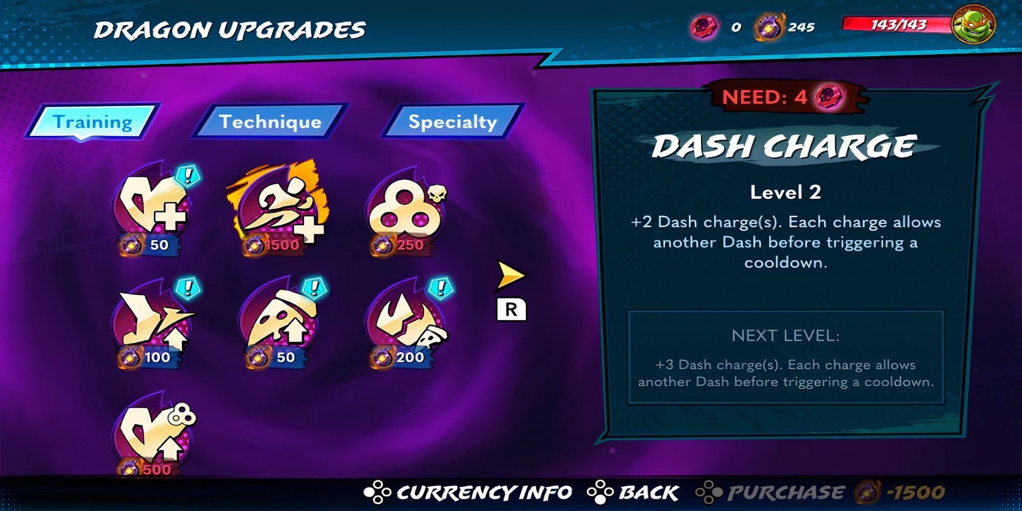 Dash Charge Dragon Upgrade in Teenage Mutant Ninja Turtles Splintered Fate