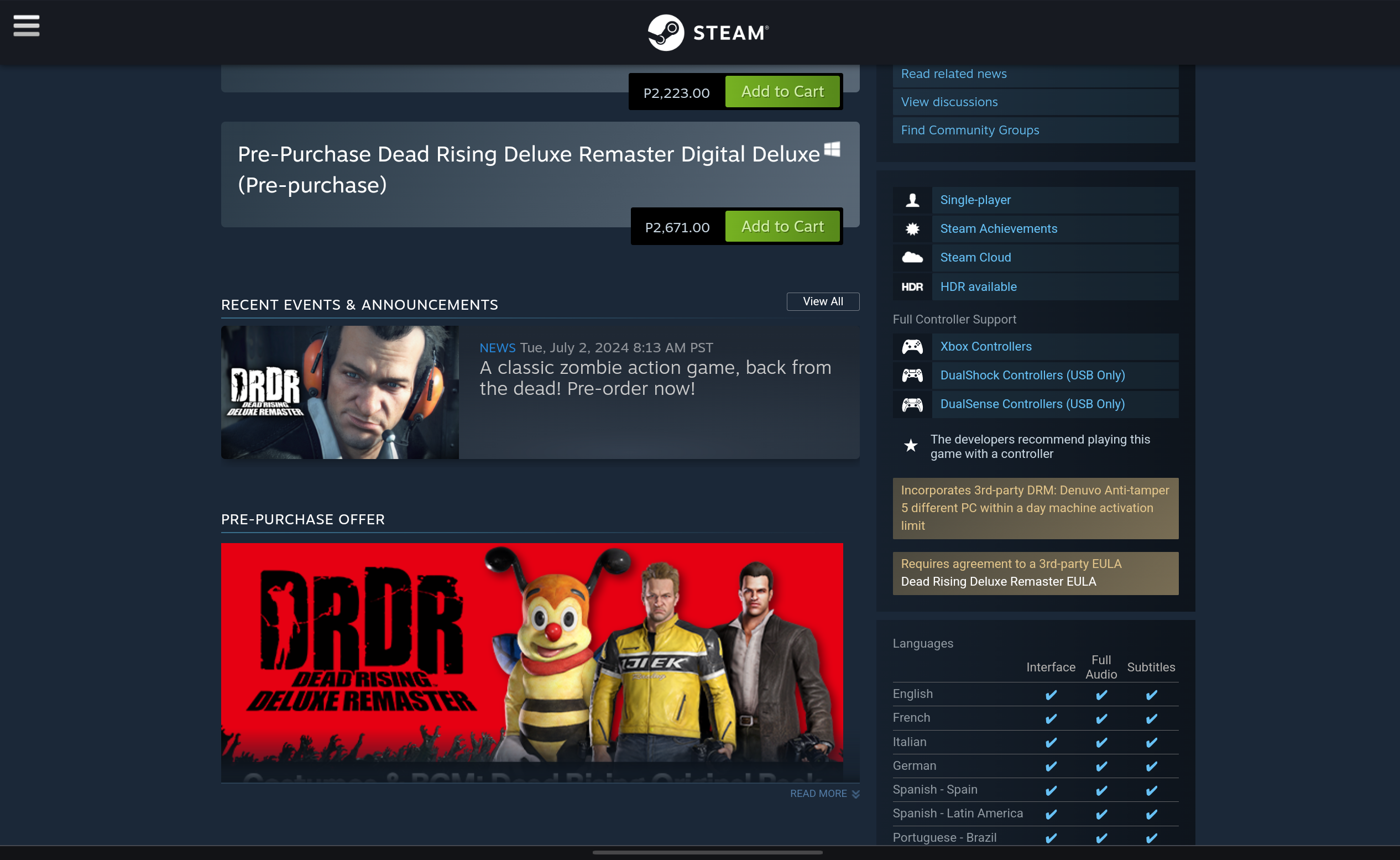 Dead Rising_Steam Page
