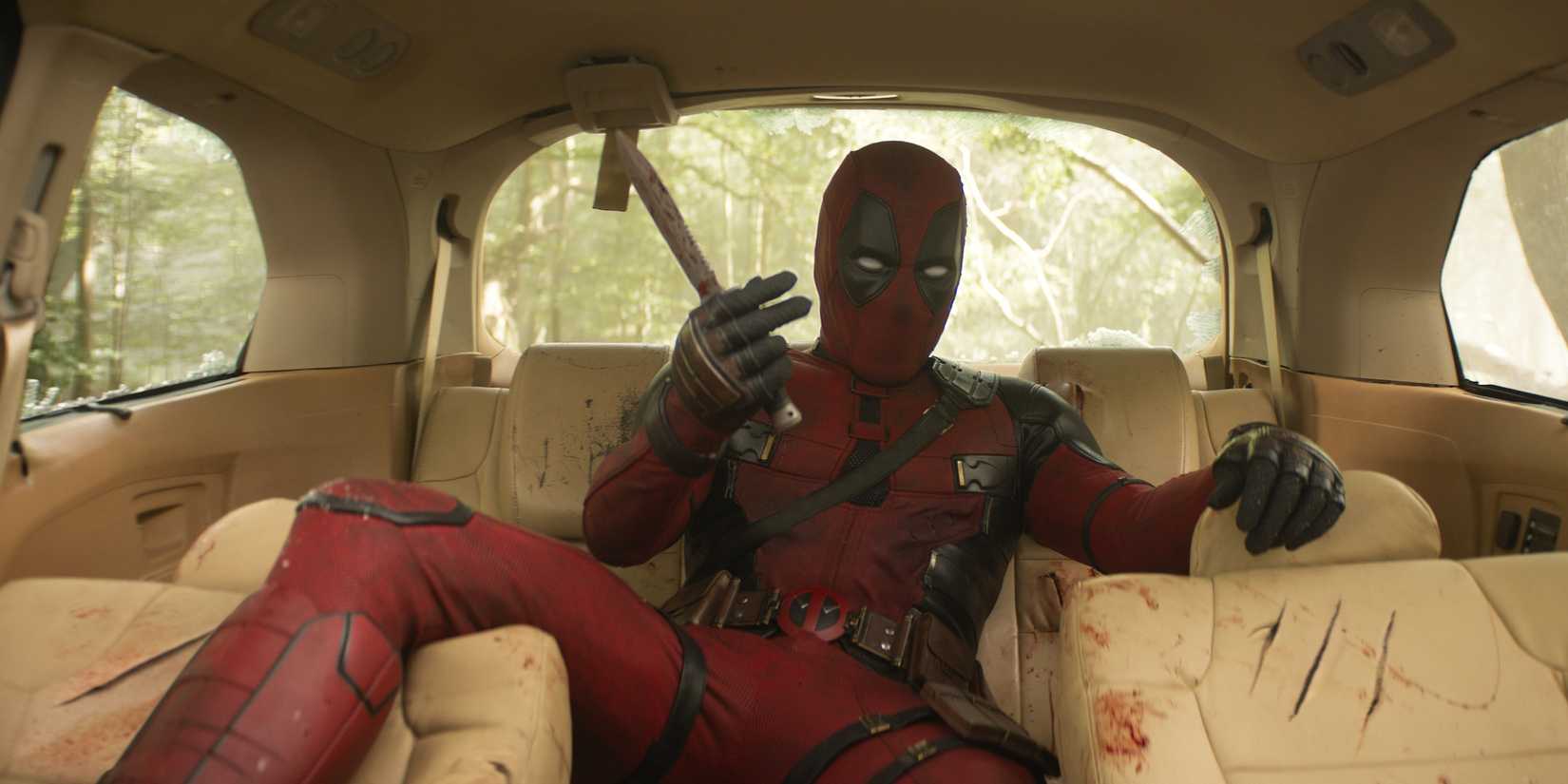 Deadpool & Wolverine deadpool in car backseat Cropped