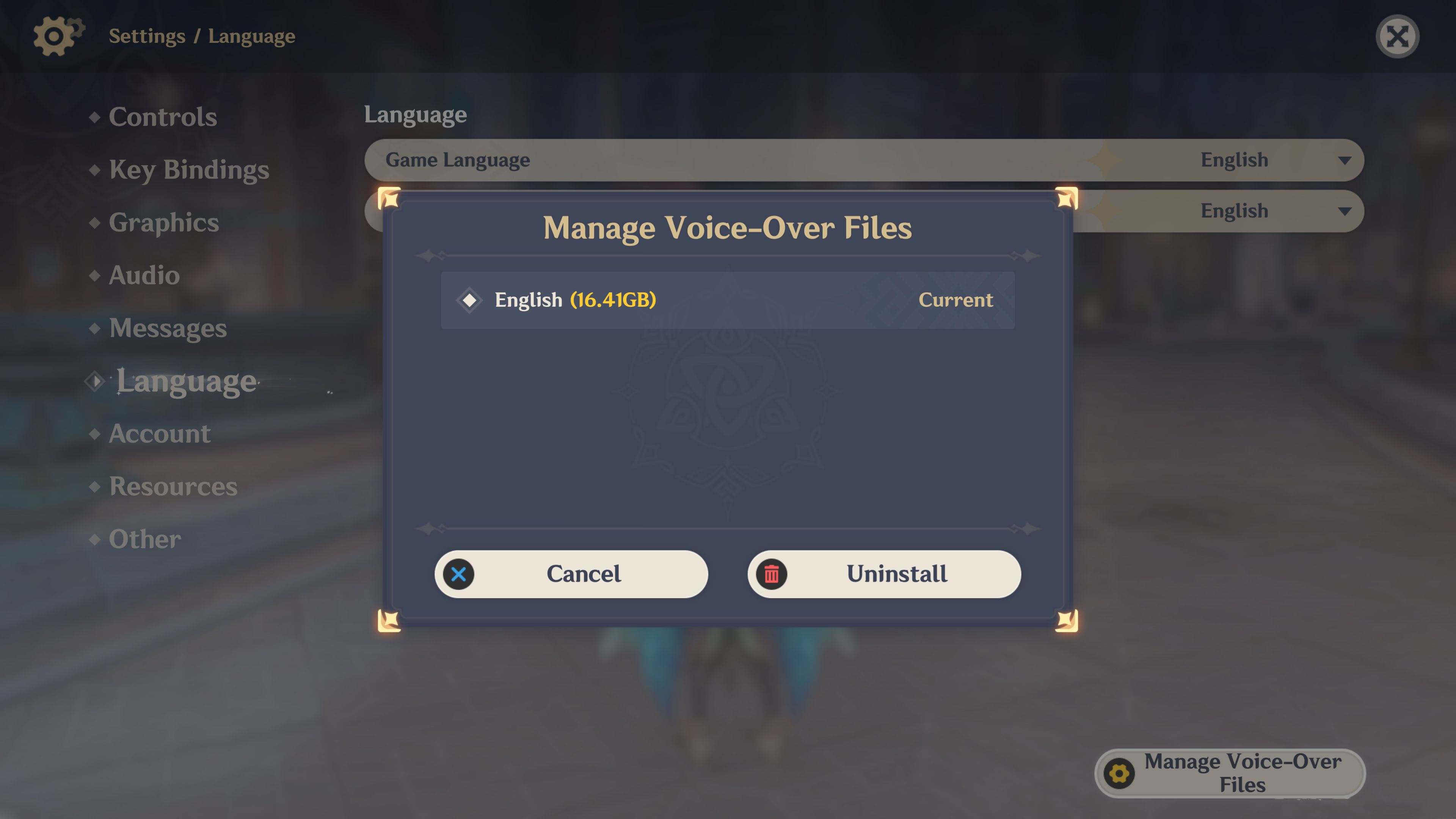 delete voice over file in genshin impact reduce file size