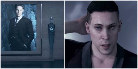 images from Detroit Become Human and the character Kamski