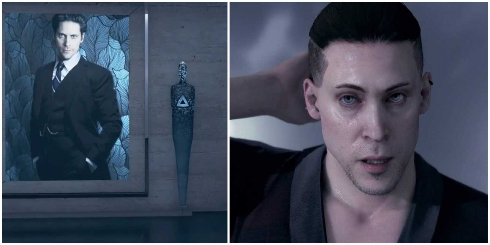 images from Detroit Become Human and the character Kamski