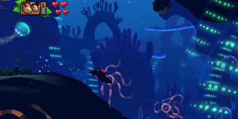 dk and diddy roaming through an underwater stage in donkey kong country tropical freeze