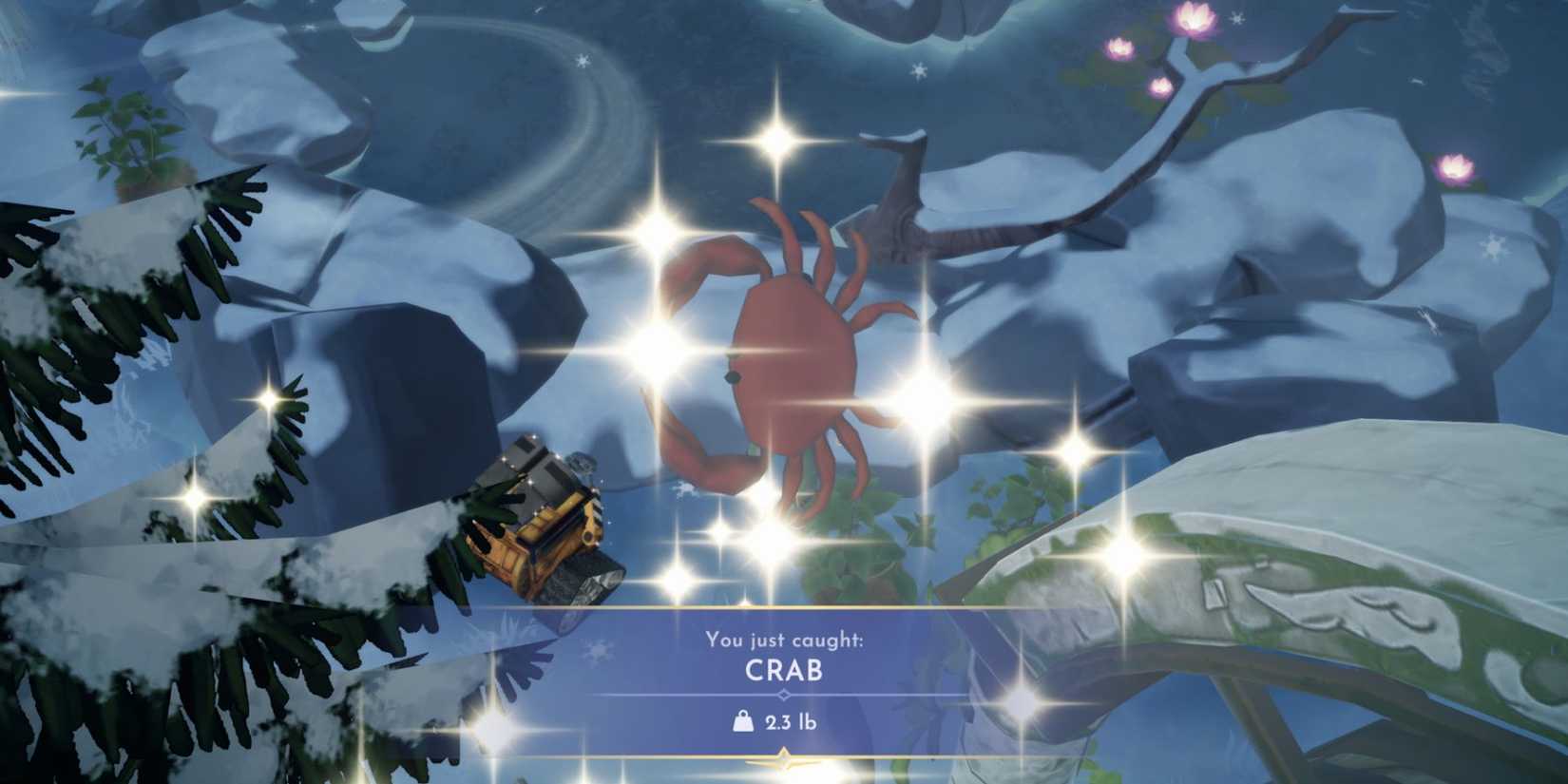 Catching a crab in Disney Dreamlight Valley