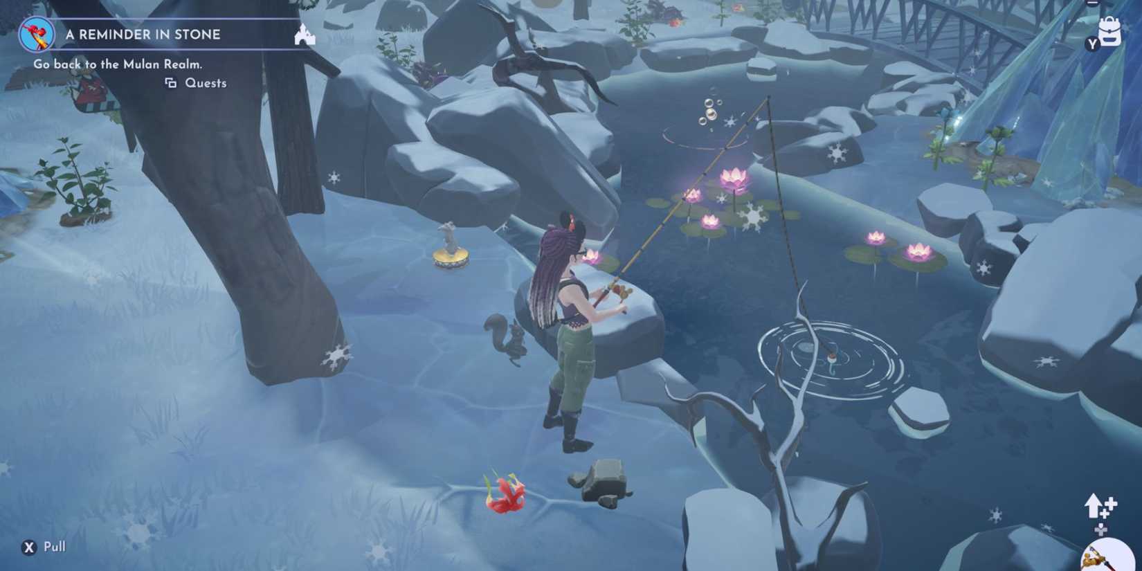 disney dreamlight valley fishing for salmon in the frosted heights