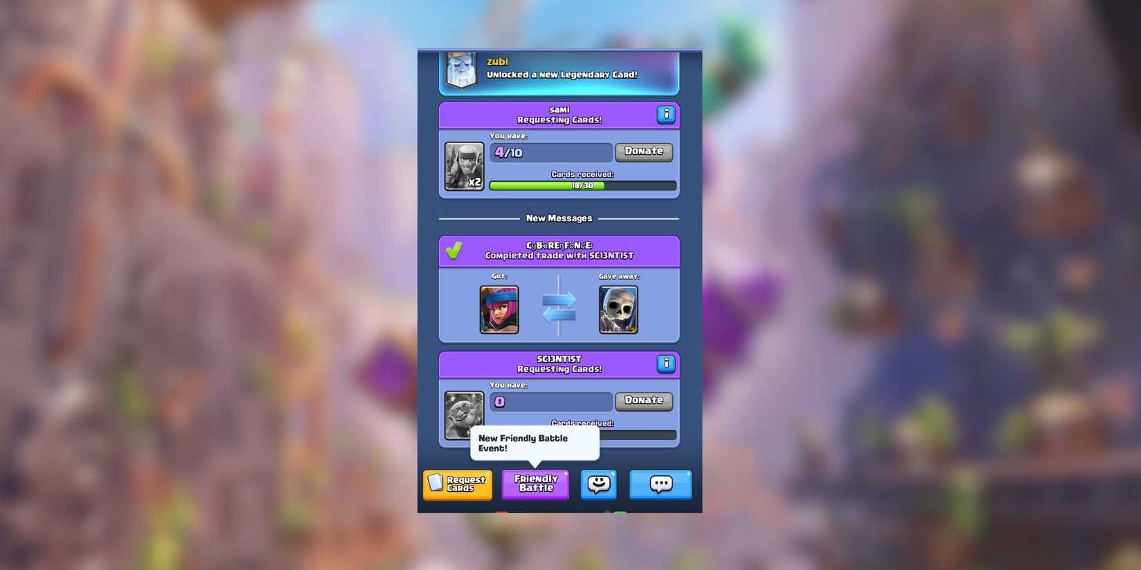 donating cards clash royale