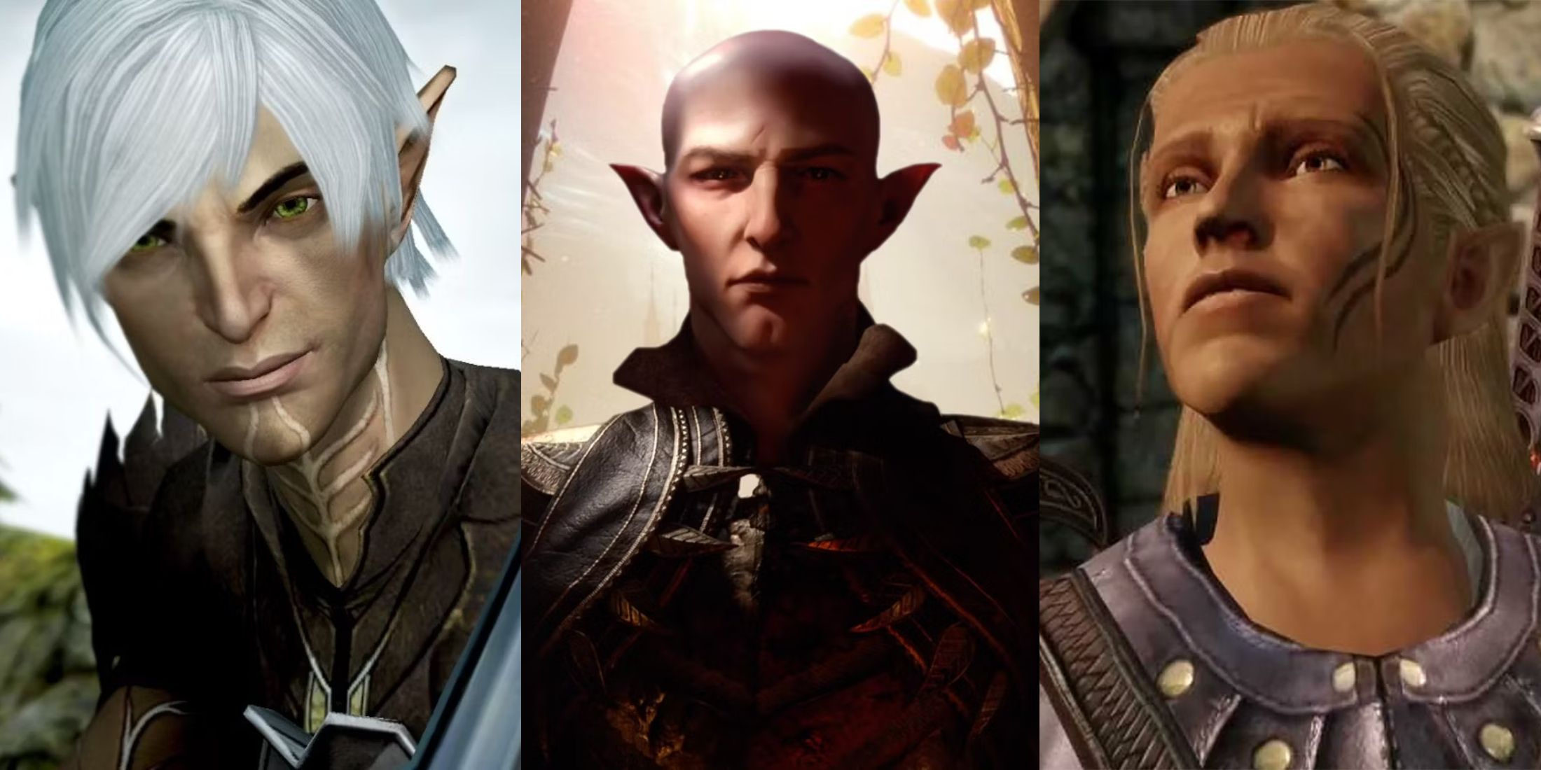 Dragon Age_ All Elf Companions, Ranked split image Fenris, Solas, Zevran