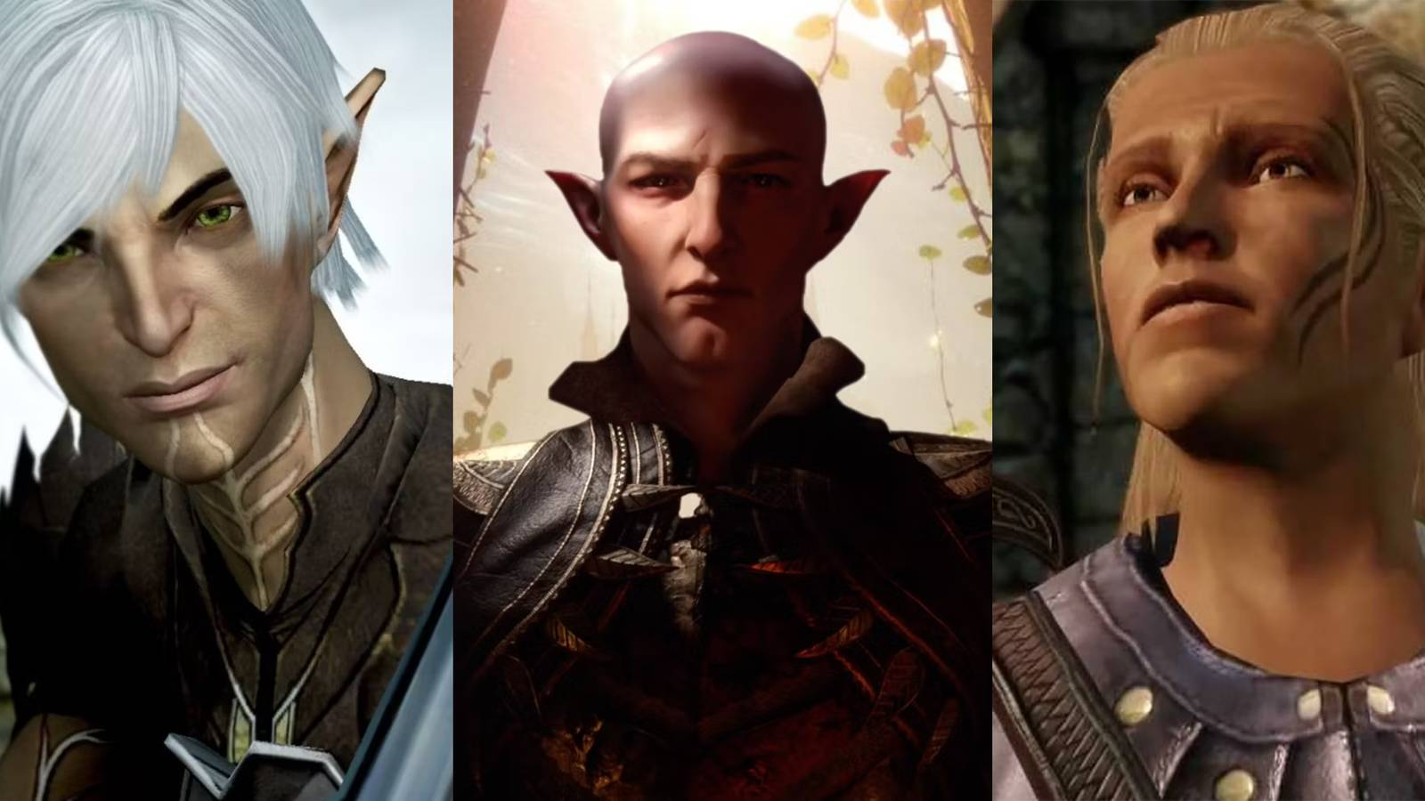 Dragon Age_ All Elf Companions, Ranked split image Fenris, Solas, Zevran