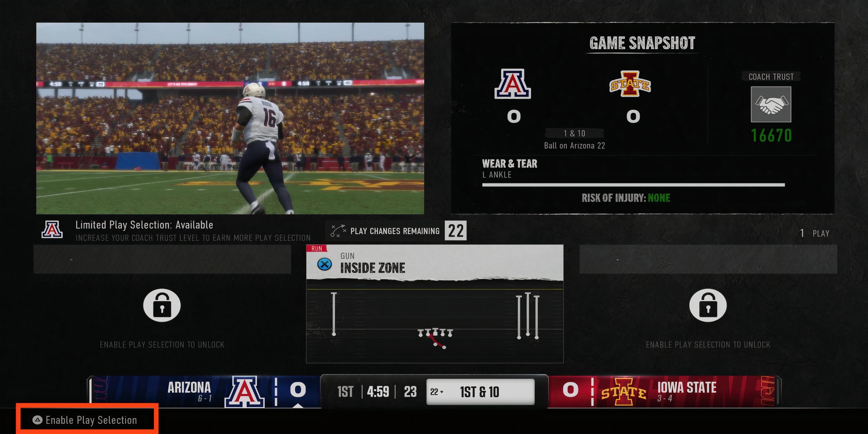 College Football 25 - Enable Play Selection