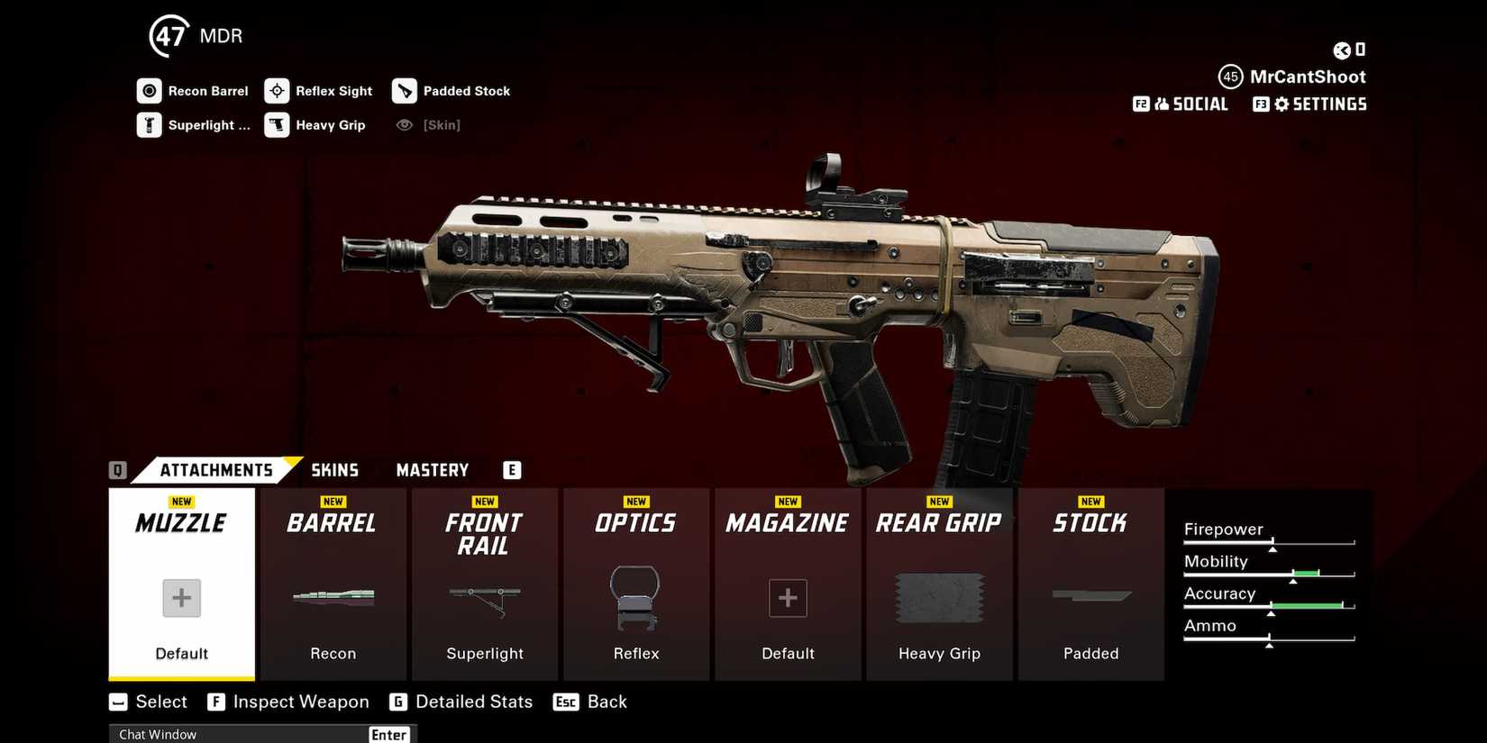 early game mdr loadout