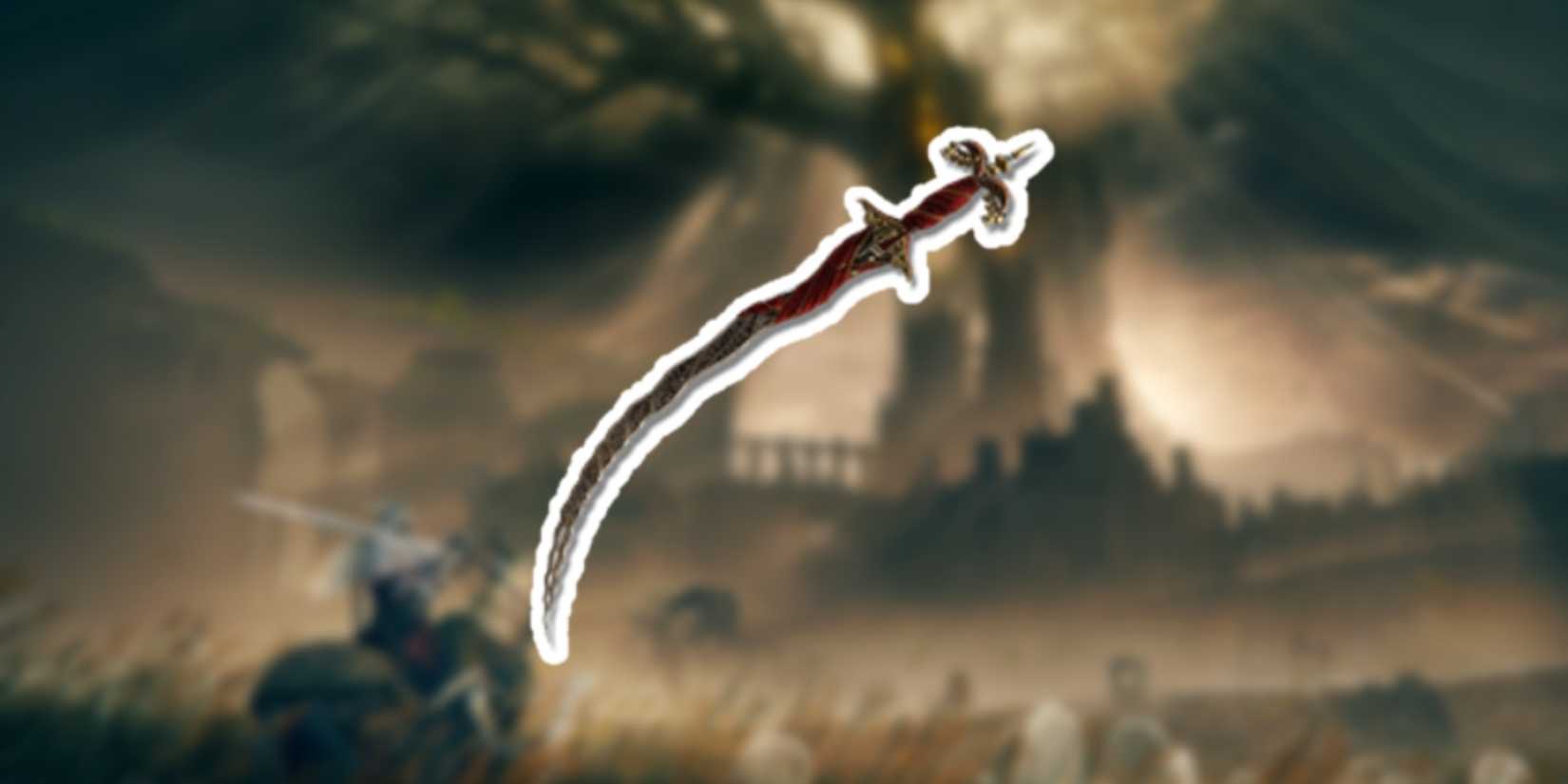 Elden Ring Dancing Blade of Ranah in the foreground with the Gravesite Plain in the background