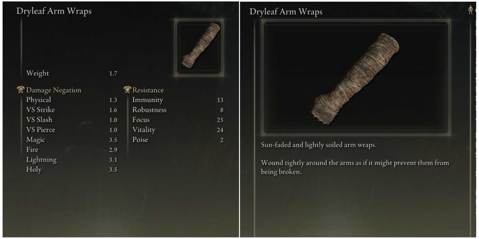 elden ring dryleaf arm wraps stats