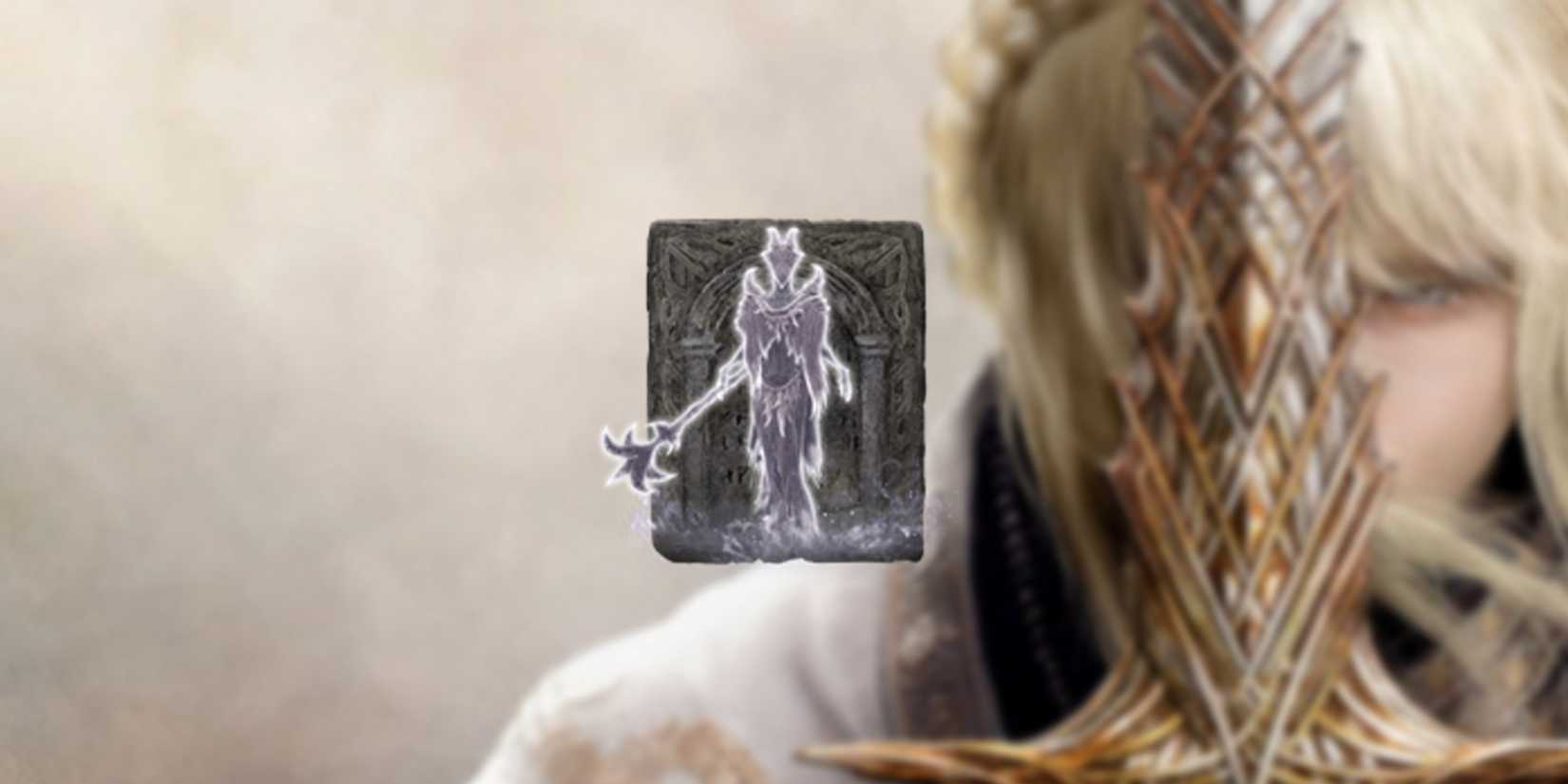 Elden Ring Florissax Ashes in the foreground with a Leda background