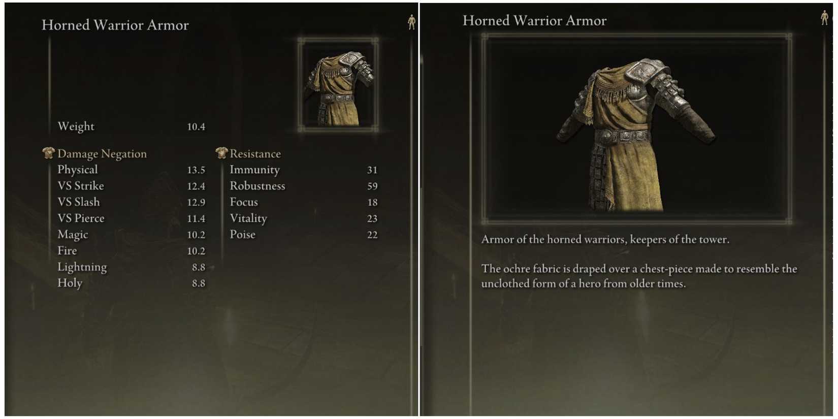 elden ring  horned warrior armor stats
