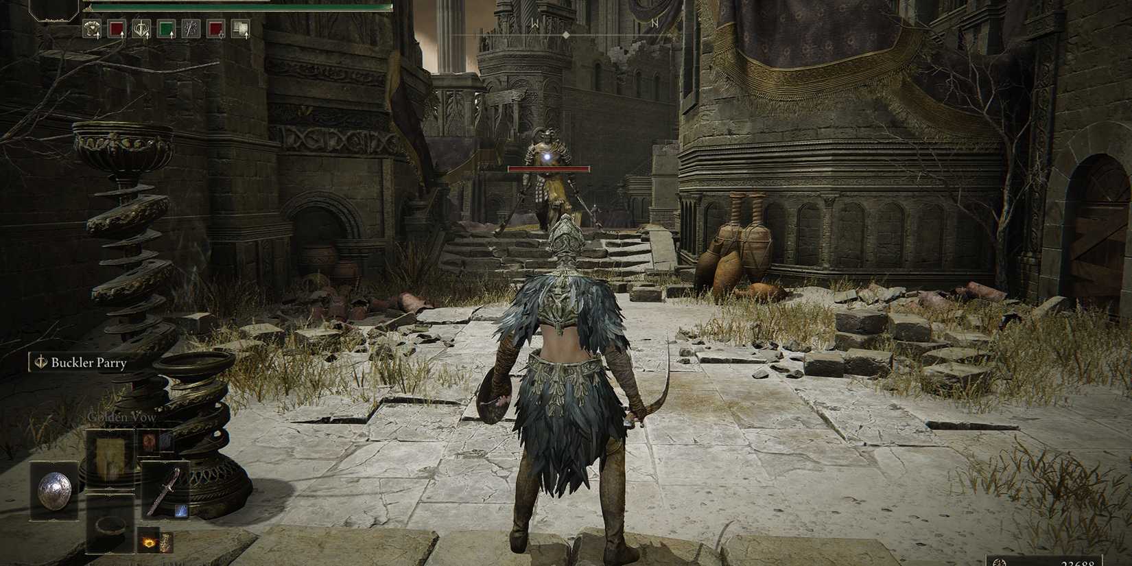 elden ring horned warrior attacking