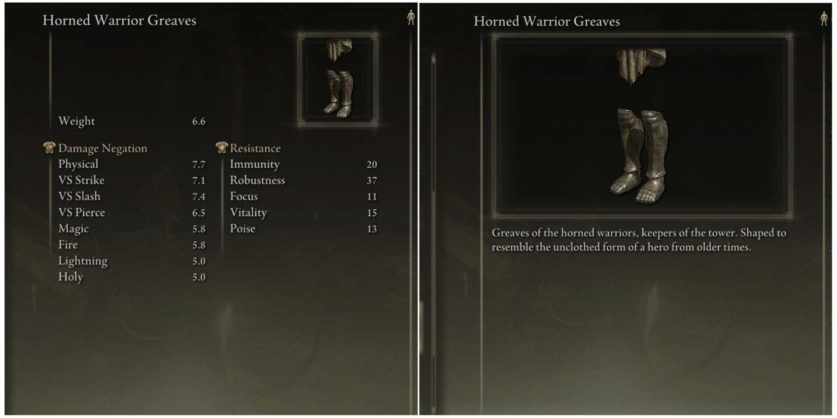 elden ring  horned warrior greaves stats