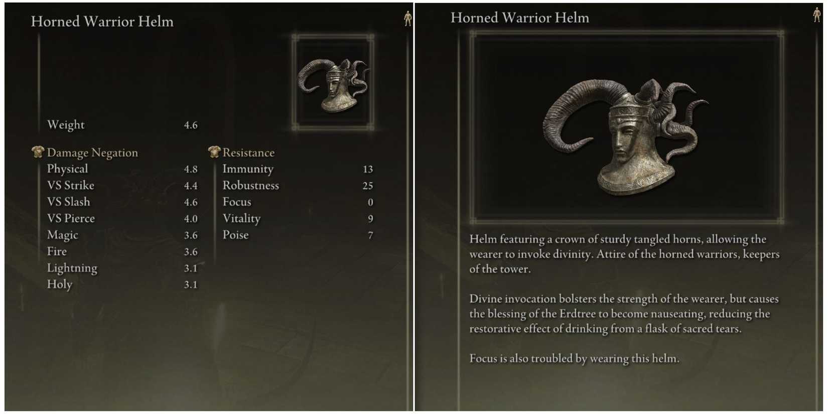 elden ring  horned warrior helm stats