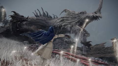 The great dragon in Greyoll's Dragonbarrow in Elden Ring