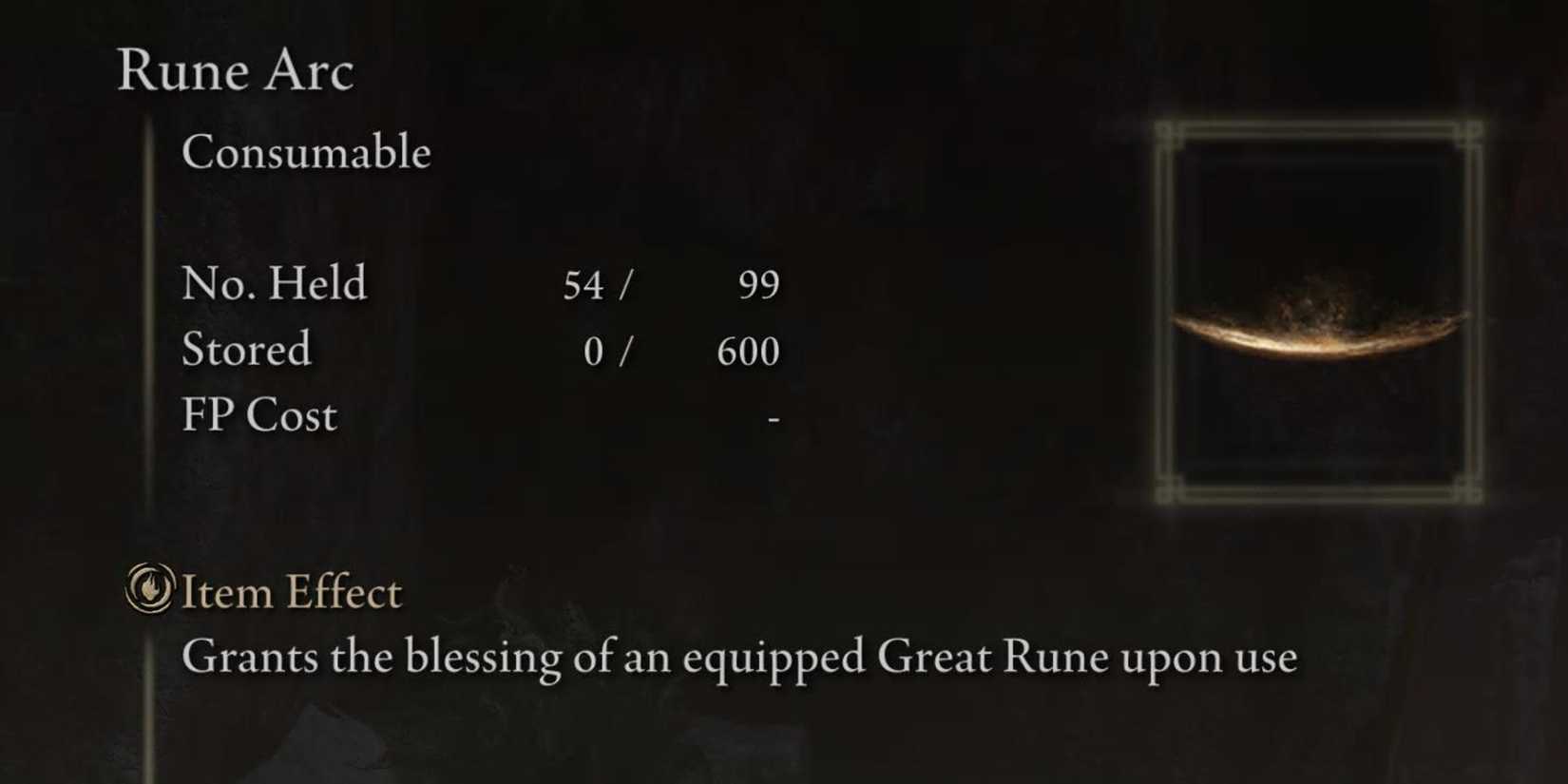 Elden Ring Rune Arc In Inventory