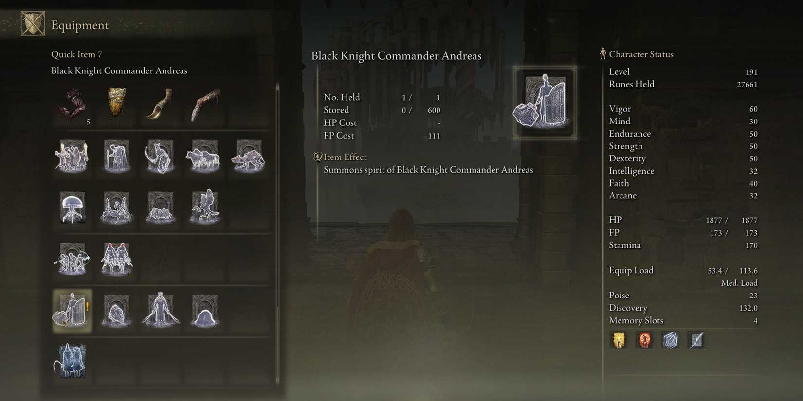 Elden Ring - Shadow Of The Erdtree - Black Knight Commander Andreas Ashes Stats