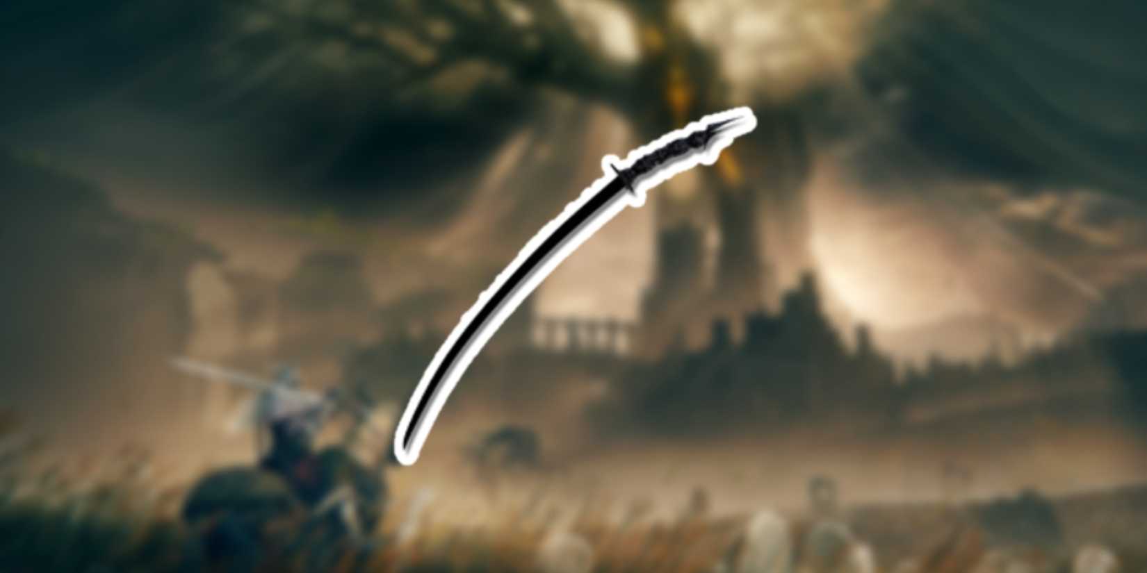 Elden Ring Sword of Night in the foreground with the Gravesite Plain in the background