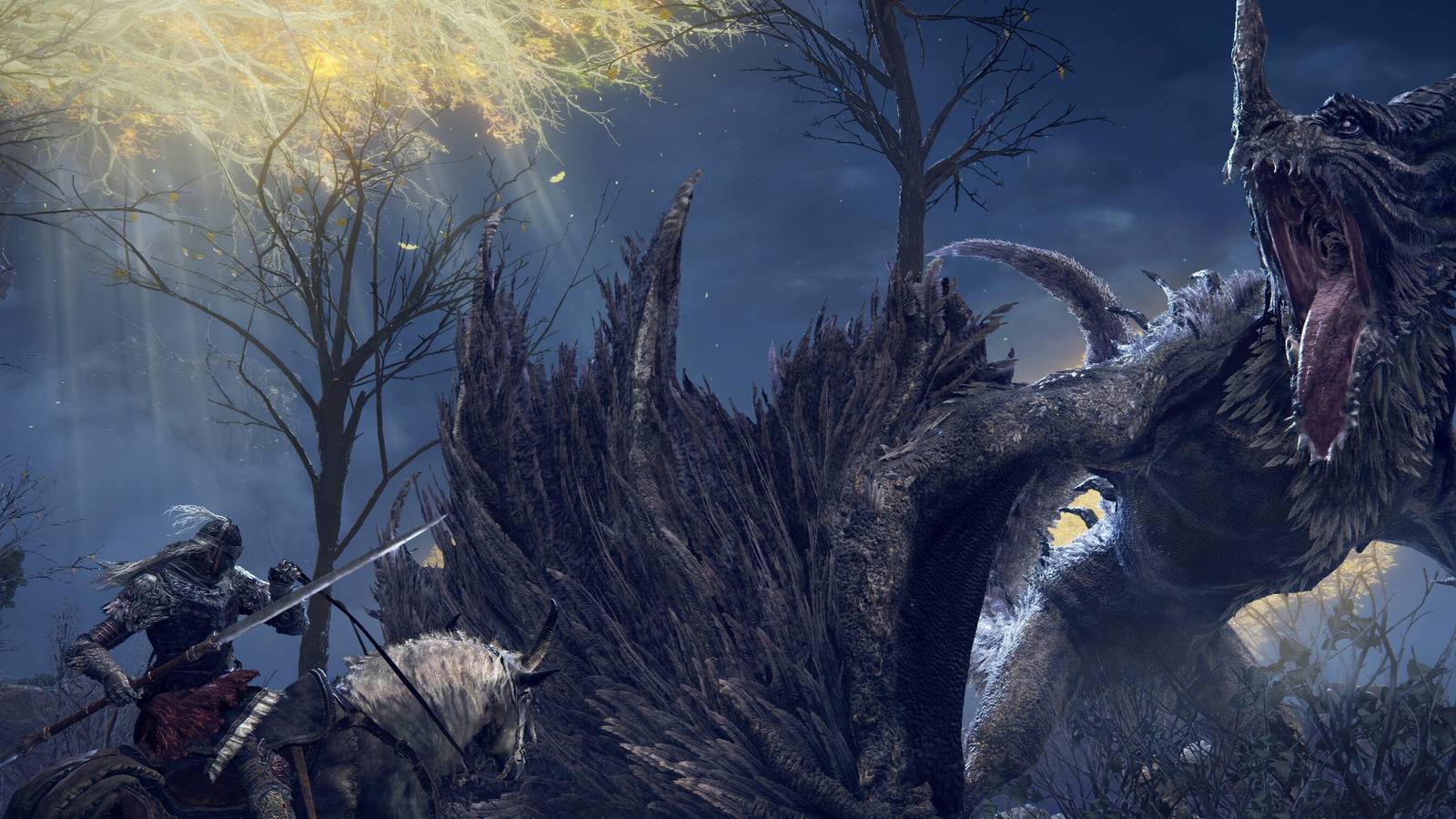 elden ring tarnished on torrent fighting dragon