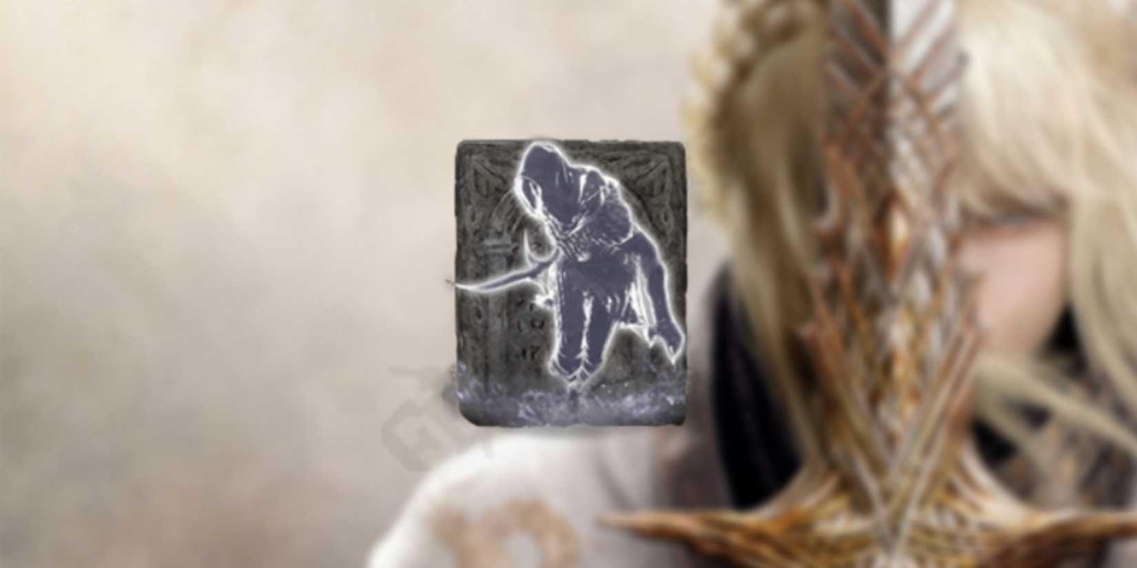 Elden Ring Tiche Ashes in the foreground with Leda in the background