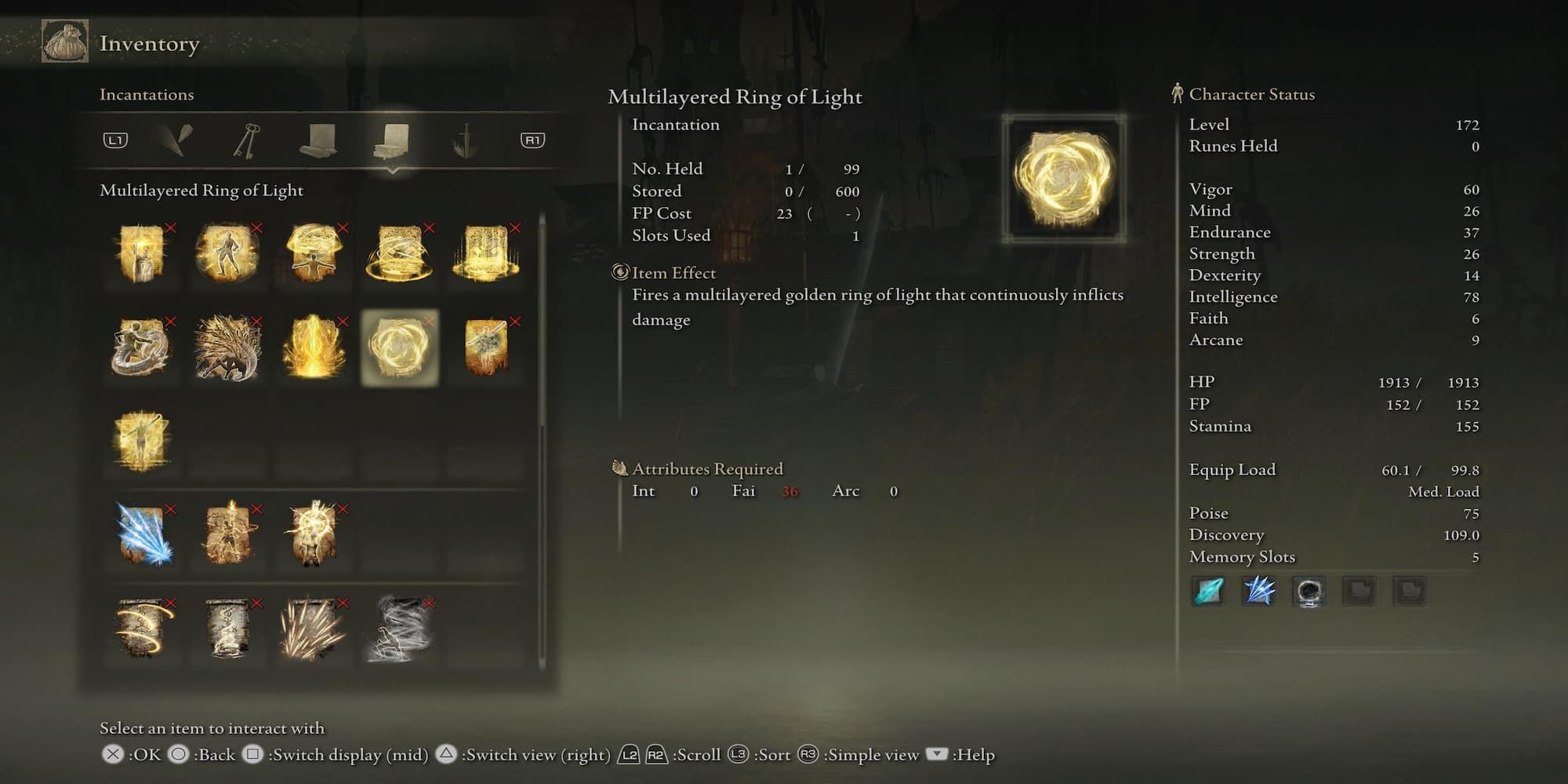 Multilayered Ring Of Light In The Player's Inventory 