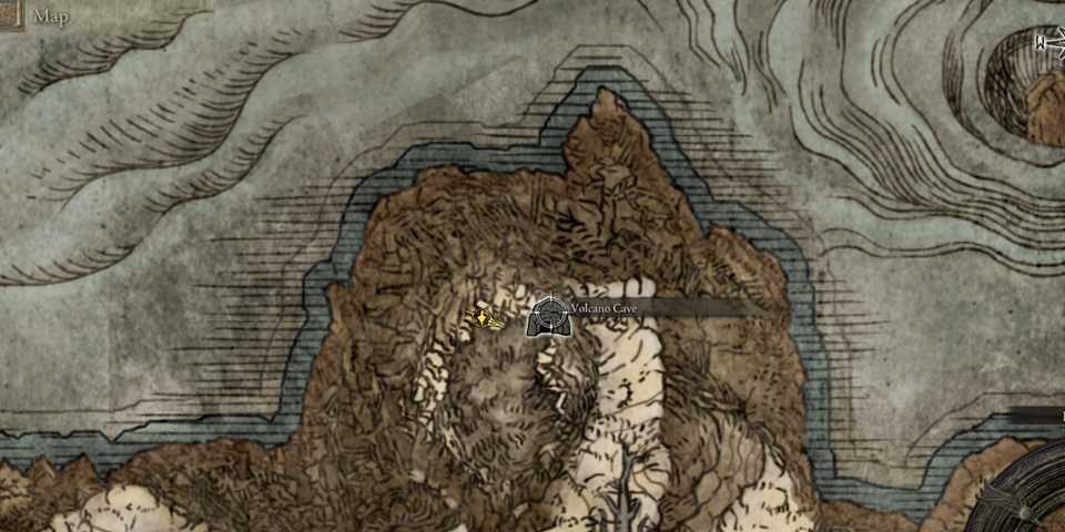 Elden Ring - Volcano Cave on the Map