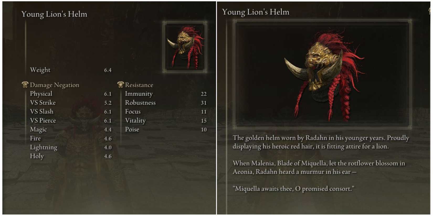 elden ring young lion's helm stats