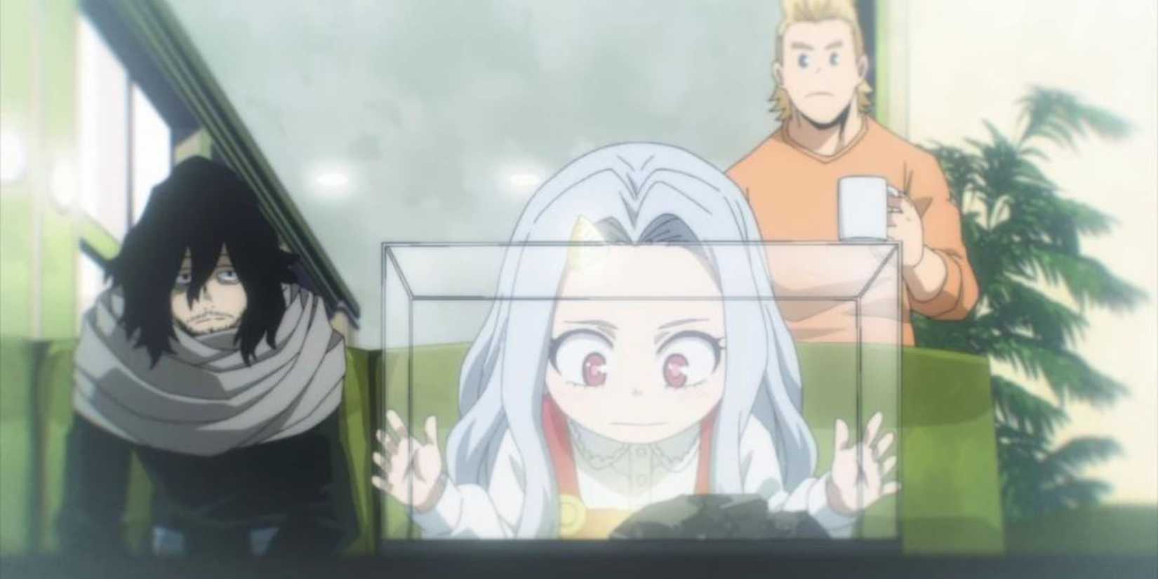 Eri training her quirk with Aizawa and Mirio.