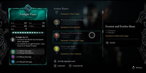 Assassin's Creed Valhalla Evasion and Feather Rune