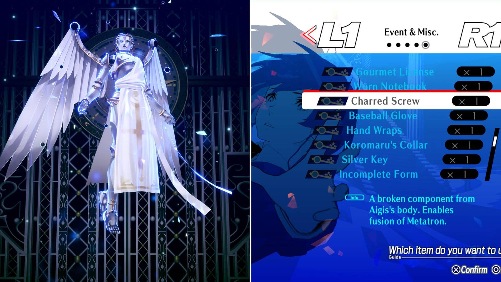 The Player Fusing Metatron & The Charred Screwdriver In The Menu 