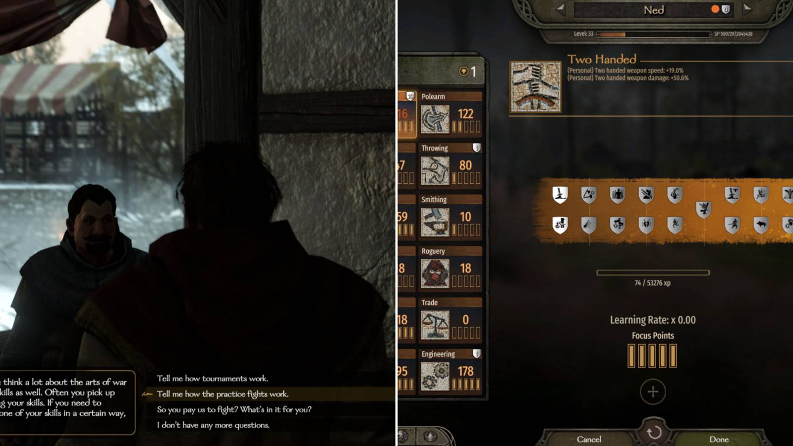 The Player Talking To The Tournament Master & Respecing Their Skill Points