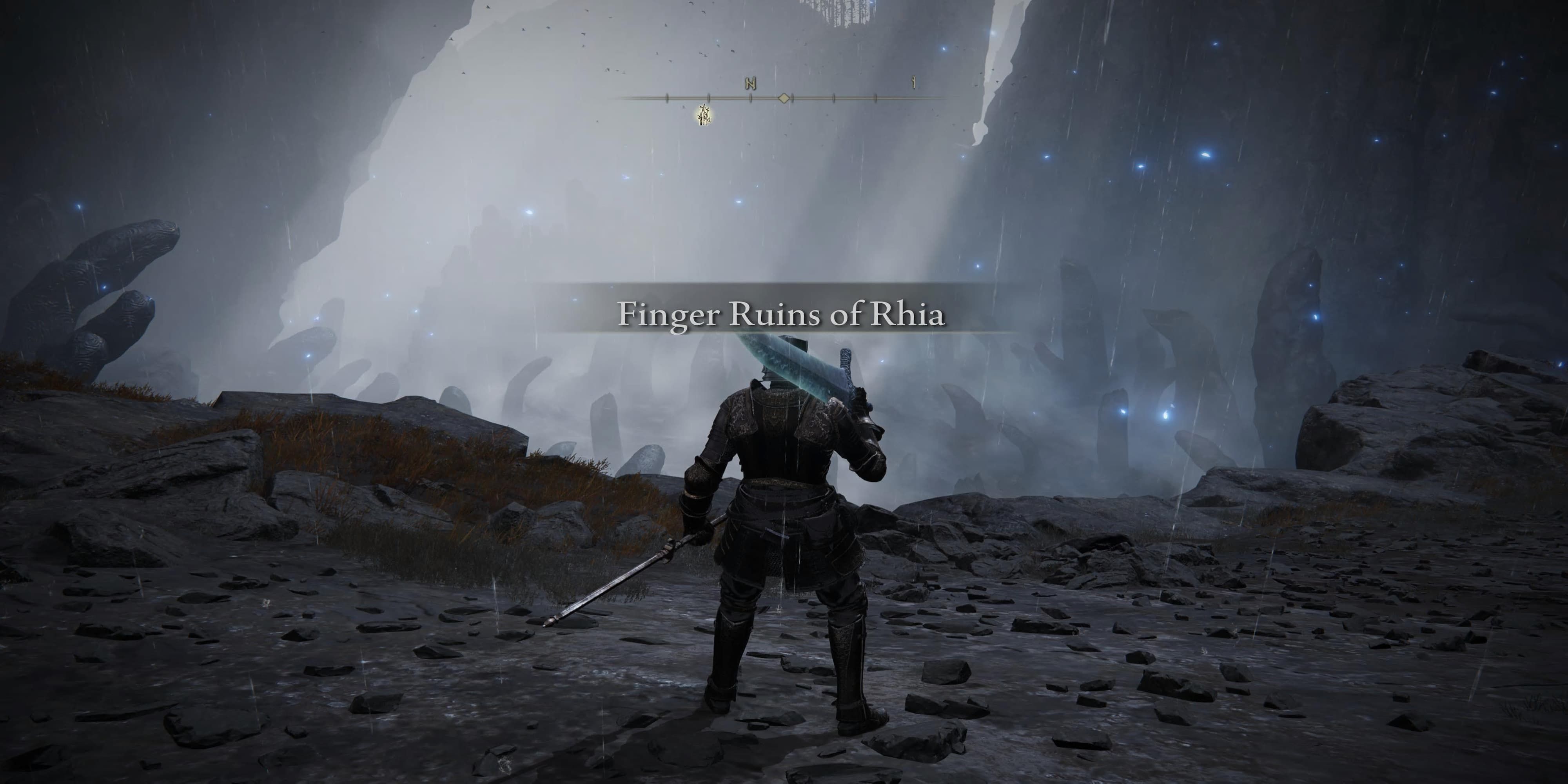 The Player Arriving In The Finger Ruins Of Rhia 