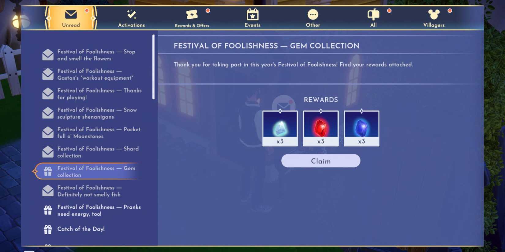 festival of foolishness rewards dreamlight valley