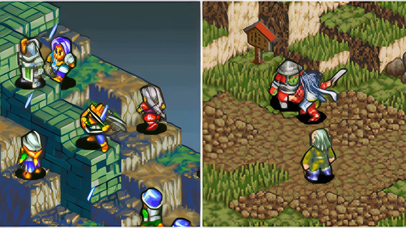 Fighting a battle in Tactics Ogre The Knight of Lodis and Onimusha Tactics