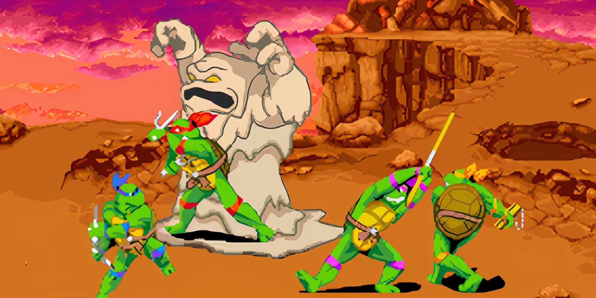 Fighting enemies as a group in Teenage Mutant Ninja Turtles Turtles In Time