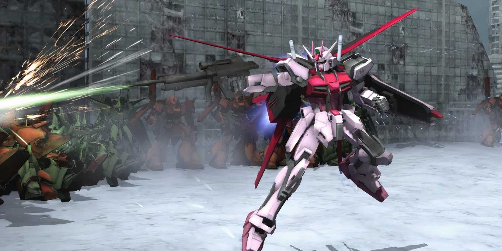 Fighting enemies in Dynasty Warriors Gundam Reborn